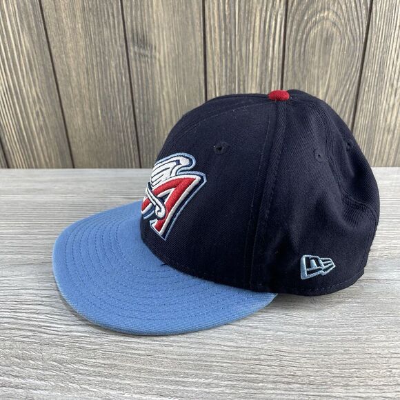Anaheim Angels Hat Fitted Mens 7 1/8 Blue Plain Logo New Era MLB Baseball Cap - Picture 3 of 16